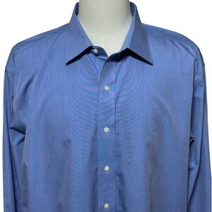 Brooks Brothers Madison Shirt Men 18.5 XXL Blue Supima Long Sleeve Button Up NEW
